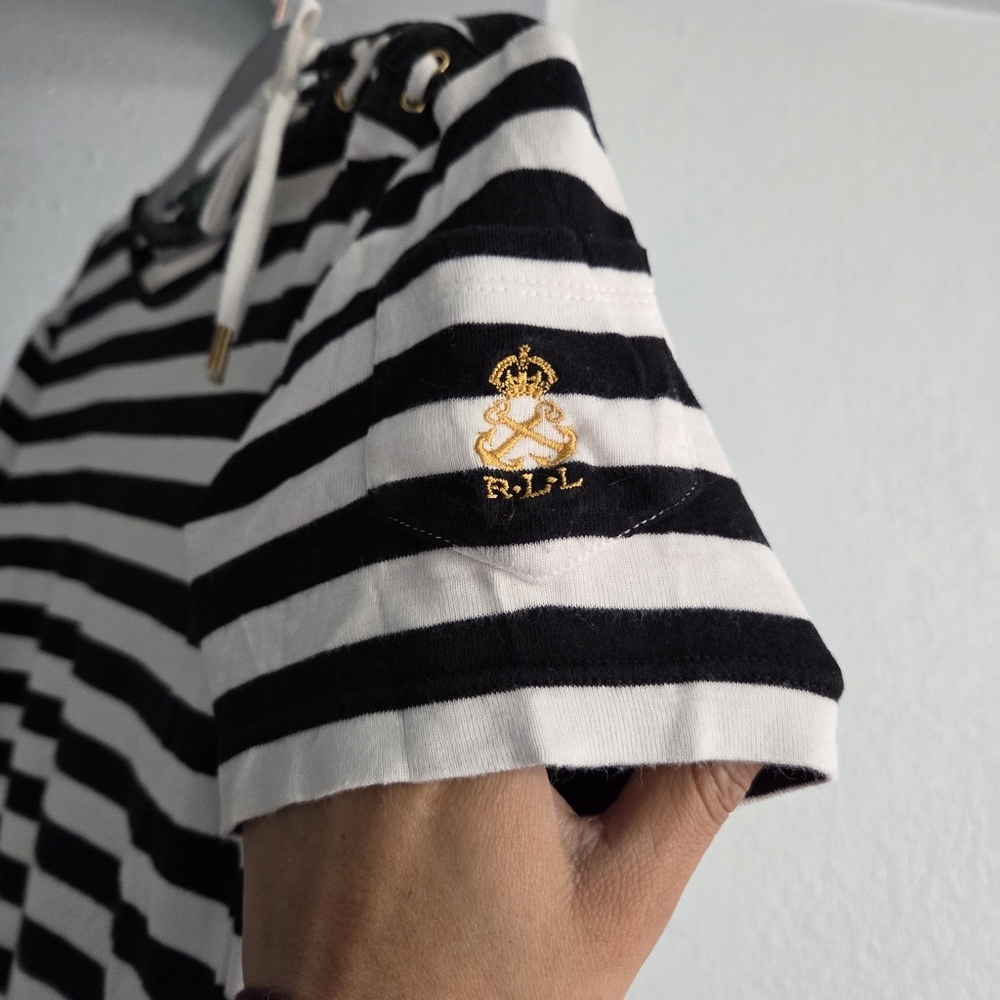 Lauren Ralph Lauren Black and White Striped Top - Picture 4 of 5